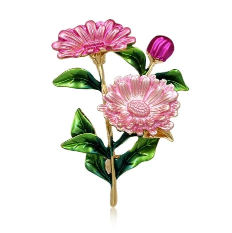 Cross border pastoral style hand-painted fashionable flower brooch for female niche high-end feel pins DIY high-end suit brooch
