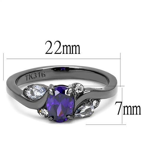 TK3169 - IP Light Black (IP Gun) Stainless Steel Ring with AAA Grade