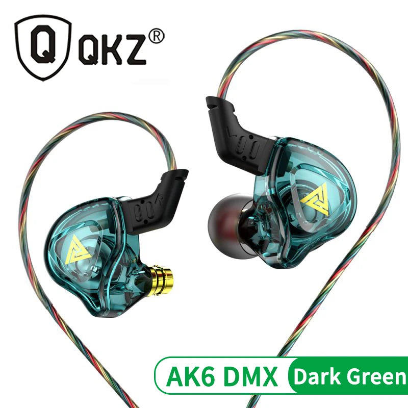 אוזניות מוזיקה 3.5 מ"מ עם מיקרופון מקוריות QKZ AK6 דרייבר נחושת HiFi אוזניות חוטיות תוך-אוזן אוזניית ספורט מירוץ באס סטריאו