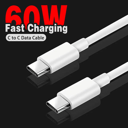 כבל USB C ל-USB Type C PD 60W טעינה מהירה כבל נתונים עבור אייפון 15 15 פרו וואווי סמסונג שיאומי קו נתונים שחור לבן 1 מטר 2 מטר 3 מטר