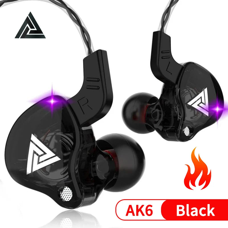 אוזניות מוזיקה 3.5 מ"מ עם מיקרופון מקוריות QKZ AK6 דרייבר נחושת HiFi אוזניות חוטיות תוך-אוזן אוזניית ספורט מירוץ באס סטריאו