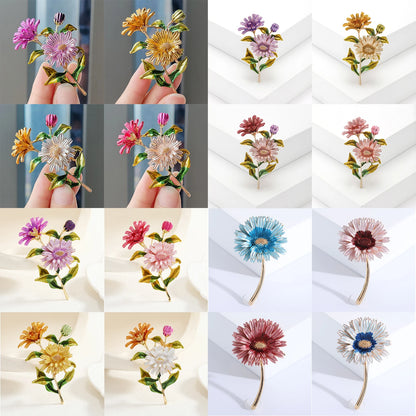 Cross border pastoral style hand-painted fashionable flower brooch for female niche high-end feel pins DIY high-end suit brooch