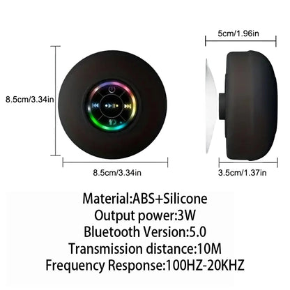 רמקול בלוטות' נייד אלחוטי עם תאורת LED, עמיד למים IPX4, ספיקר עם עוצמת קול חזקה, לשימוש בחוץ ובמקלחת, כולל כוס יניקה גדולה, צליל סטריאו