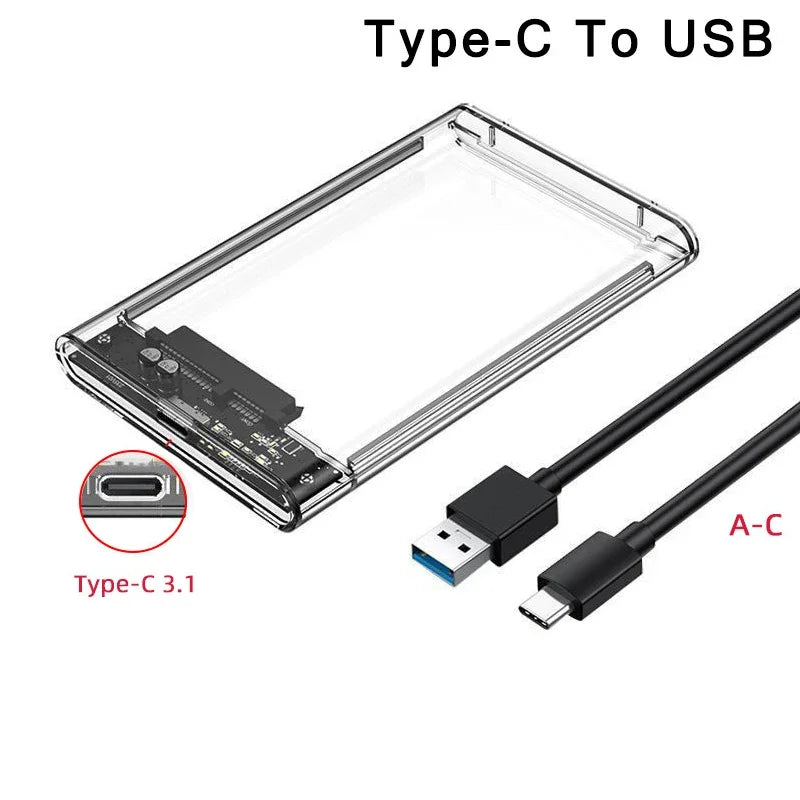 2.5" USB 3.0 / USB-C External Hard Drive Enclosure – SATA SSD & HDD Case