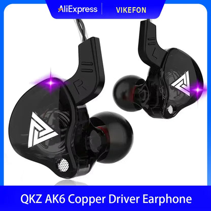 QKZ AK6 Pro In-Ear HiFi Earphones – 6 Driver Stereo Headset with Mic