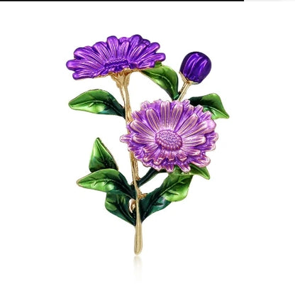 Cross border pastoral style hand-painted fashionable flower brooch for female niche high-end feel pins DIY high-end suit brooch