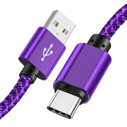 Nylon Braided USB-A to USB-C Fast Charging Cable – 1M/2M/3M for Android & Samsung