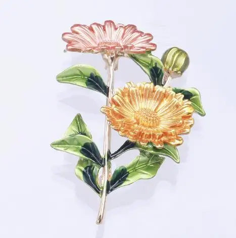 Cross border pastoral style hand-painted fashionable flower brooch for female niche high-end feel pins DIY high-end suit brooch