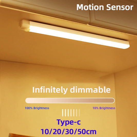 Motion Sensor Lamp Night Light Wireless LED USB Type C Rechargeable Lamp for Kitchen Cabinet Bedroom Wardrobe Staircase Lighting