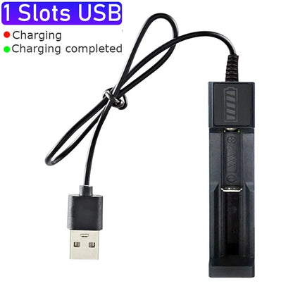 18650 Battery Charger – 1/2/4 Slot USB Lithium Battery Charger for 18650 14500 16340