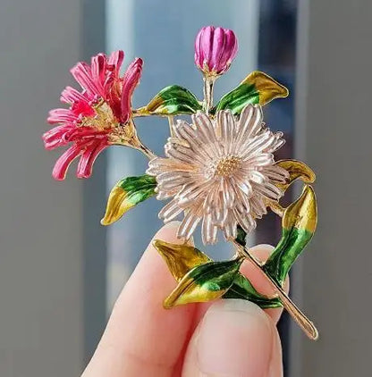 Cross border pastoral style hand-painted fashionable flower brooch for female niche high-end feel pins DIY high-end suit brooch