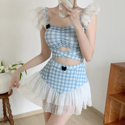 Ladies Slimming Halter Bathing Suit Cute Bowknot Retro High Neck Swimwear Fashion Summer Vacation Pool Party Outfits