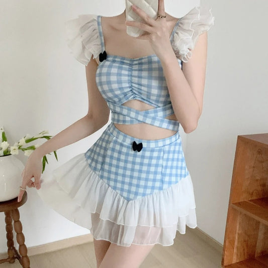 Ladies Slimming Halter Bathing Suit Cute Bowknot Retro High Neck Swimwear Fashion Summer Vacation Pool Party Outfits