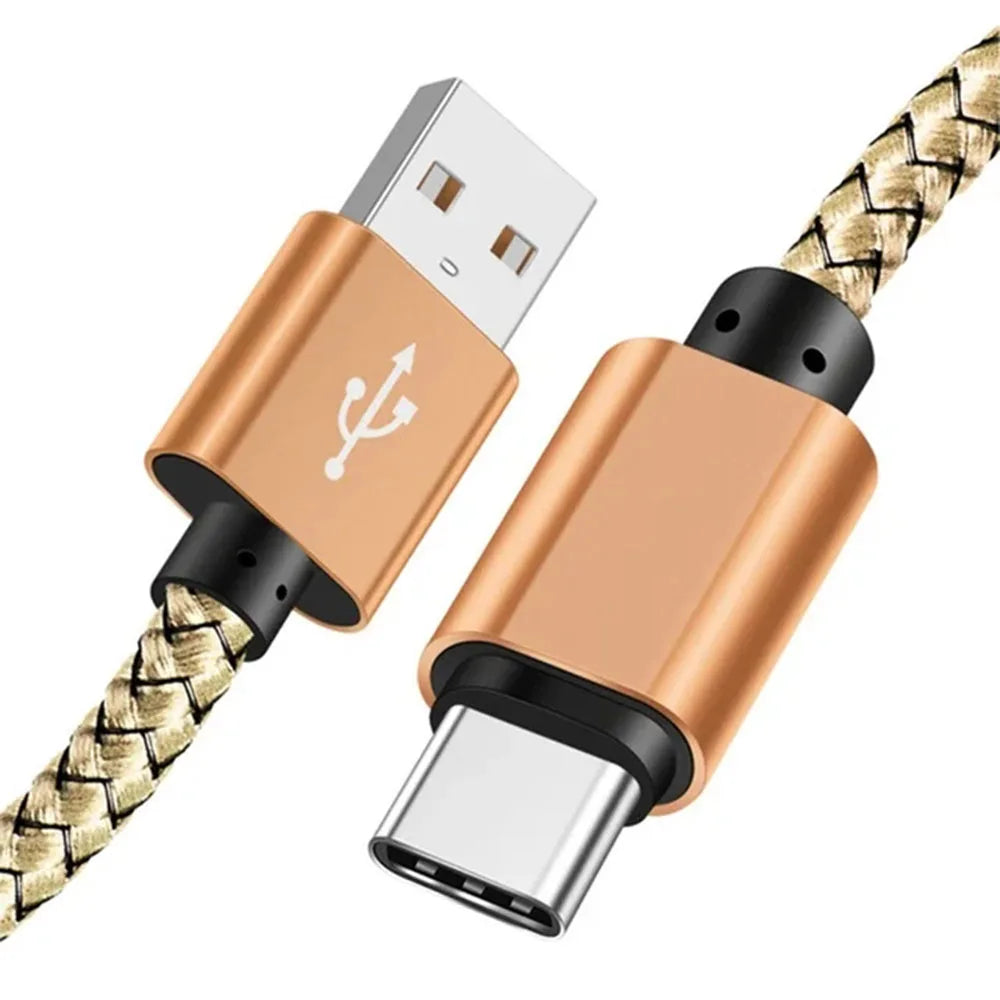 Nylon Braided USB-A to USB-C Fast Charging Cable – 1M/2M/3M for Android & Samsung