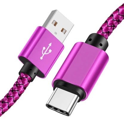 Nylon Braided USB-A to USB-C Fast Charging Cable – 1M/2M/3M for Android & Samsung