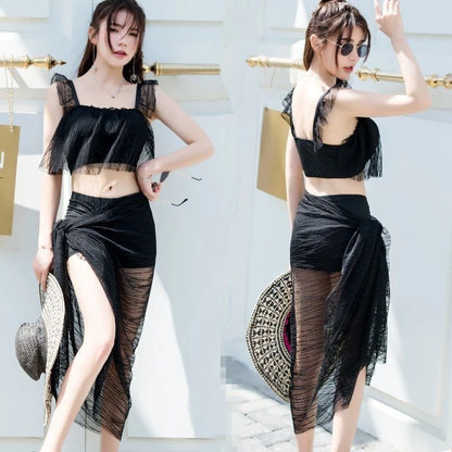 Sexy Solid Color Bikini Set Push Up Swimsuit for Small Chest Women Korean Style