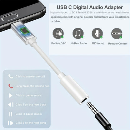 USB-C to 3.5mm Audio Adapter – Headphone Jack for iPhone, Samsung & Android