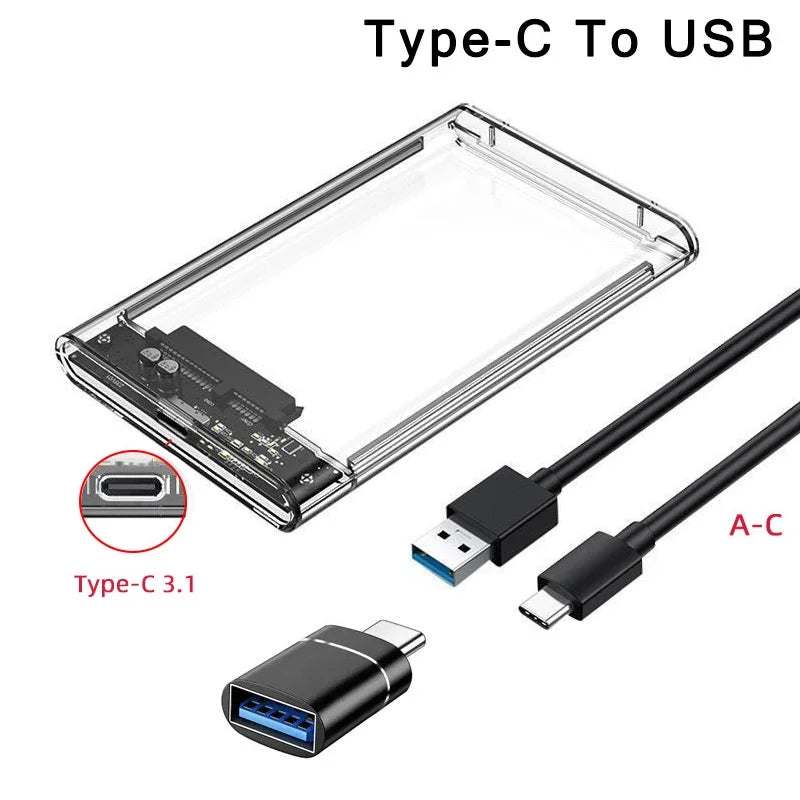 2.5" USB 3.0 / USB-C External Hard Drive Enclosure – SATA SSD & HDD Case