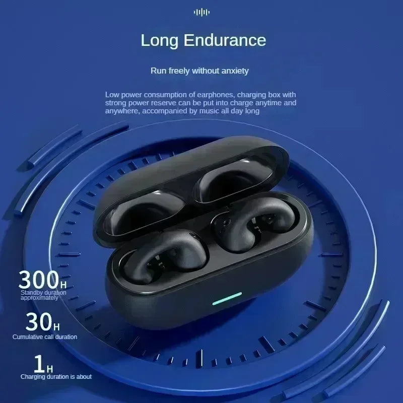 אוזניות בלוטות' 5.3 אלחוטיות Fone, אוזניות הולכת אוויר עם קליפס לאוזן, לביטול רעשים, למוזיקה, לשיחות HD, לספורט וגיימינג