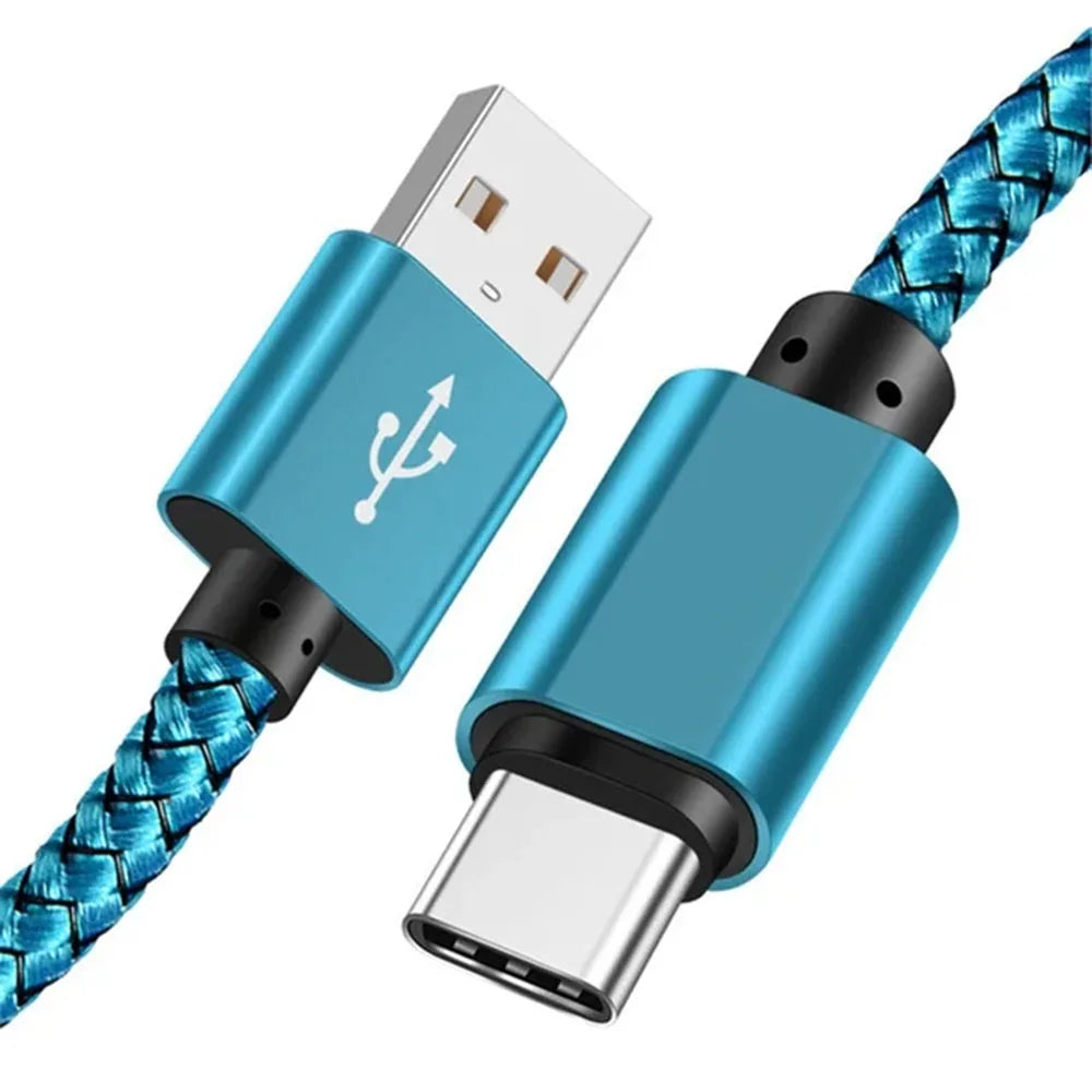 Nylon Braided USB-A to USB-C Fast Charging Cable – 1M/2M/3M for Android & Samsung