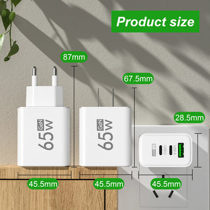 PD 65W Fast Charging Charger USB Mobile Phone Power Adapter For Samsung Huawei Xiaomi iPhone Honor Type C Quick Charge Charger