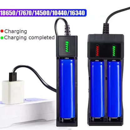 18650 Battery Charger – 1/2/4 Slot USB Lithium Battery Charger for 18650 14500 16340
