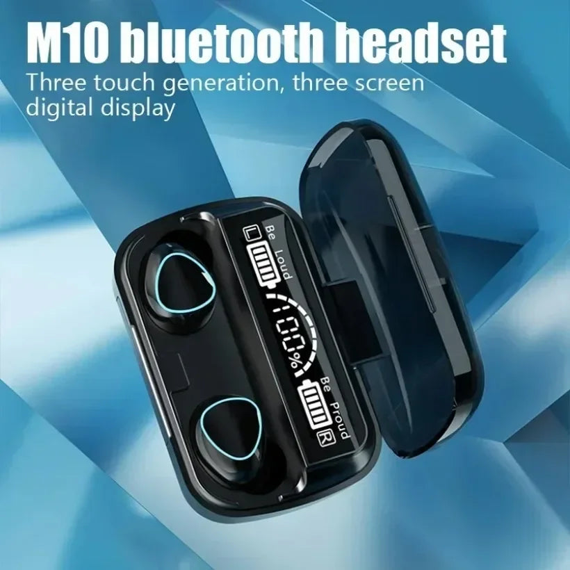 אוזניות בלוטות' M10 דיבורית מסך LED אוזניות בלוטות' סטריאו HiFi מוזיקה אלחוטיות אוזניות גיימינג עמידות למים