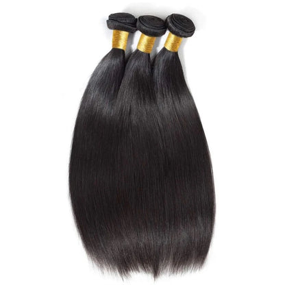 Silky Straight Bundles Human Hair Remy Brazilian Hair Extensions 1/3/4 PCS Natural Black Hair Weave Bundles 14-30 Inches