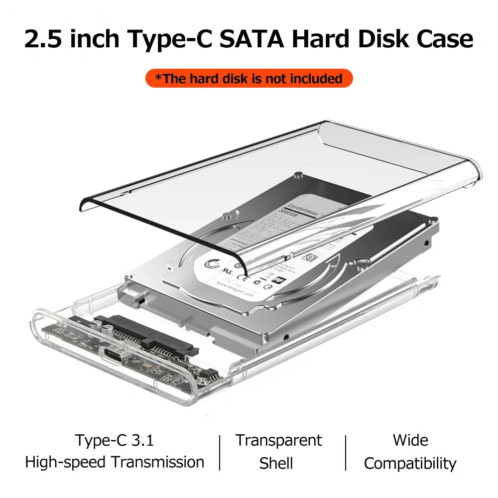 2.5" USB 3.0 / USB-C External Hard Drive Enclosure – SATA SSD & HDD Case