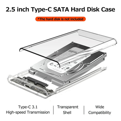 2.5" USB 3.0 / USB-C External Hard Drive Enclosure – SATA SSD & HDD Case