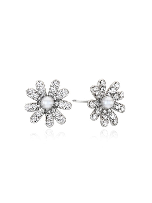 Golden Glow Blossom Necklace – Pearl Center with Shimmering Petals
