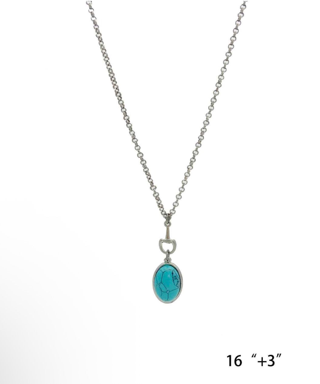 Equestrian Bit Natural Stone Necklace, Waterproof Golden Steel