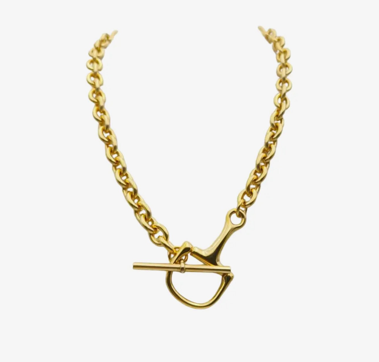 Chunky Equestrian Bit Chain Necklace - Waterproof Gold Steel