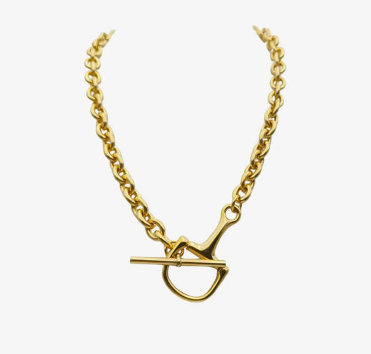 Chunky Equestrian Bit Chain Necklace - Waterproof Gold Steel