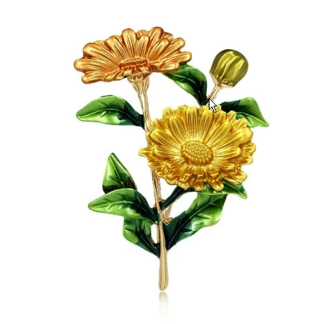 Cross border pastoral style hand-painted fashionable flower brooch for female niche high-end feel pins DIY high-end suit brooch