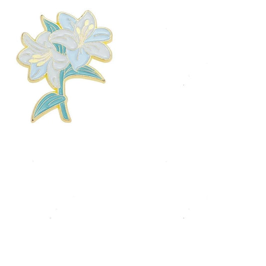 2Pcs Spring Theme Flower Enamel Pins Alloy Brooches for Backpack Clothes Light Blue 31x24mm