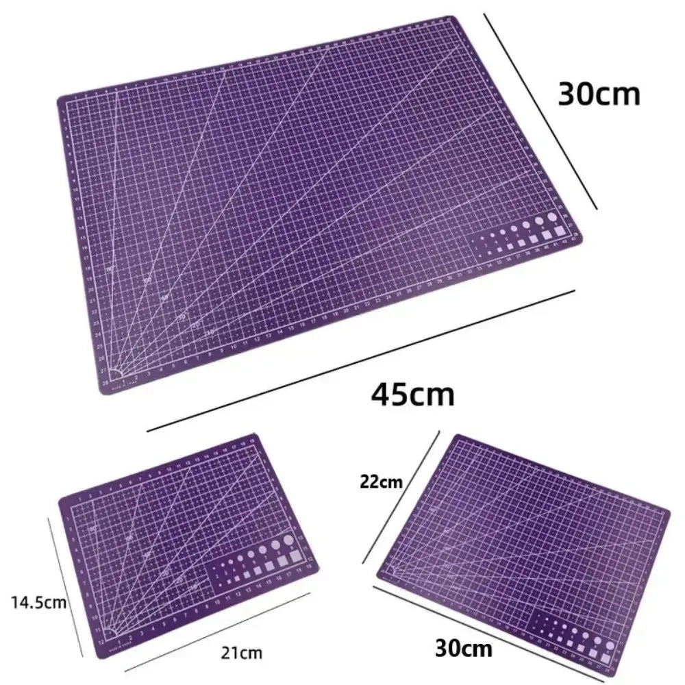 A3 Self-Healing Cutting Mat 45x30x0.09cm Double-Sided Anti-Cut PVC Pad for Leather Craft Student DIY Art Projects