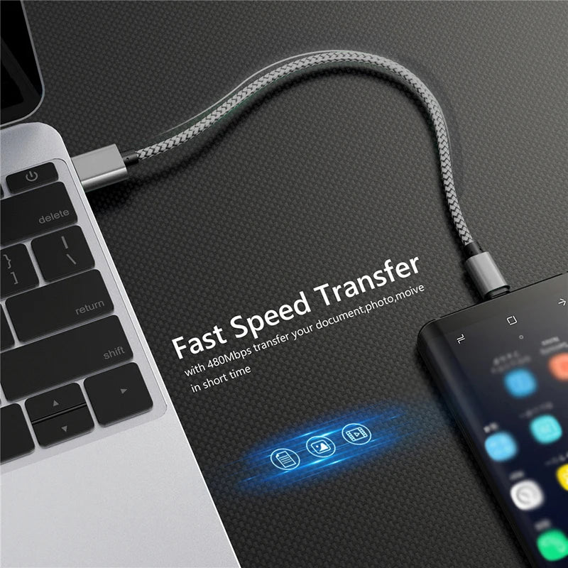 Nylon Braided USB-A to USB-C Fast Charging Cable – 1M/2M/3M for Android & Samsung