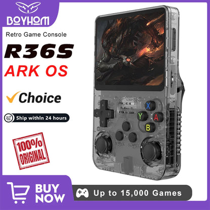 קונסולת משחקי רטרו ניידת BOYHOM 256G 128G R36S מערכת לינוקס 3.5 אינץ' IPS נגן כיס נייד 64GB מתנות לילדים לגיימינג בווידאו