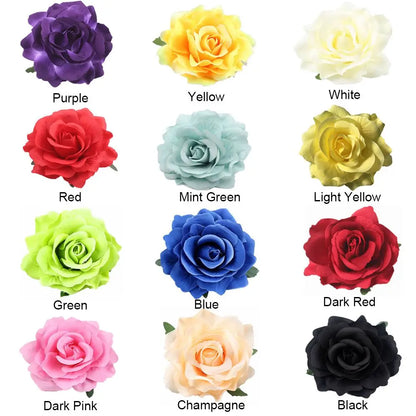 Rose Flower Hair Clips Fashion Fluffy Rose Aalligator Clip Backing Brooch Pins Accessories For Women Girl Bridal