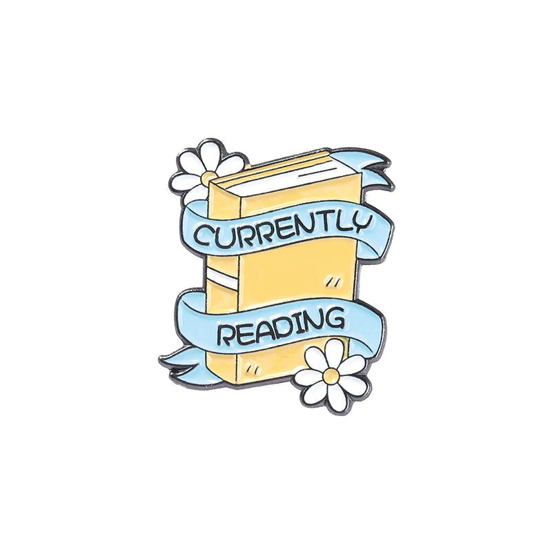 Cute Books Enamel Brooch Dog Flowers Coffee Cup Black Cat Reading Books Cartoon Badges Punk Clothing Lapel Pins Jewelry Gift New