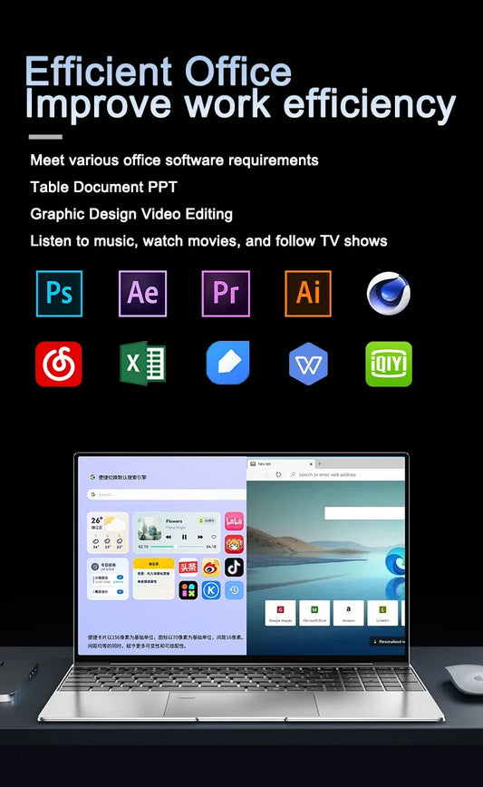 14.1" 120Hz Laptop Intel N95 32GB RAM 2TB SSD Fingerprint Unlock Backlit Keyboard Windows Portable Notebook