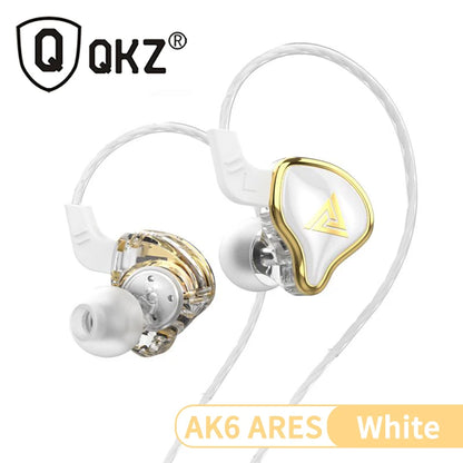 אוזניות מוזיקה 3.5 מ"מ עם מיקרופון מקוריות QKZ AK6 דרייבר נחושת HiFi אוזניות חוטיות תוך-אוזן אוזניית ספורט מירוץ באס סטריאו
