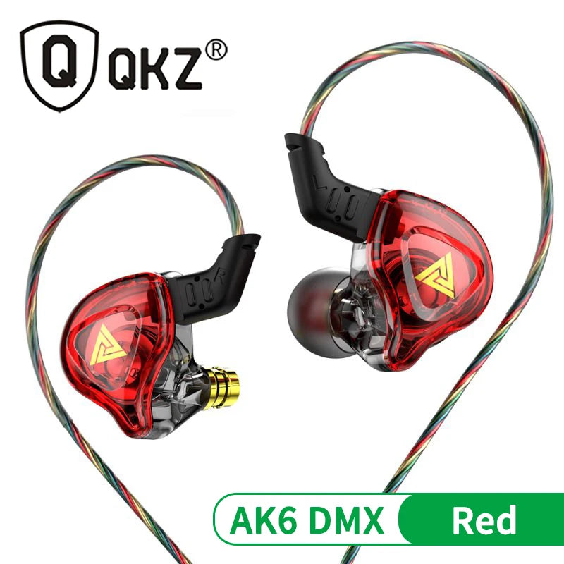 אוזניות מוזיקה 3.5 מ"מ עם מיקרופון מקוריות QKZ AK6 דרייבר נחושת HiFi אוזניות חוטיות תוך-אוזן אוזניית ספורט מירוץ באס סטריאו