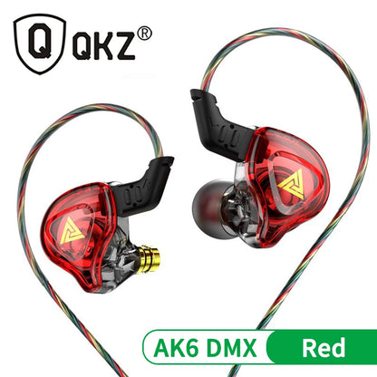אוזניות מוזיקה 3.5 מ"מ עם מיקרופון מקוריות QKZ AK6 דרייבר נחושת HiFi אוזניות חוטיות תוך-אוזן אוזניית ספורט מירוץ באס סטריאו