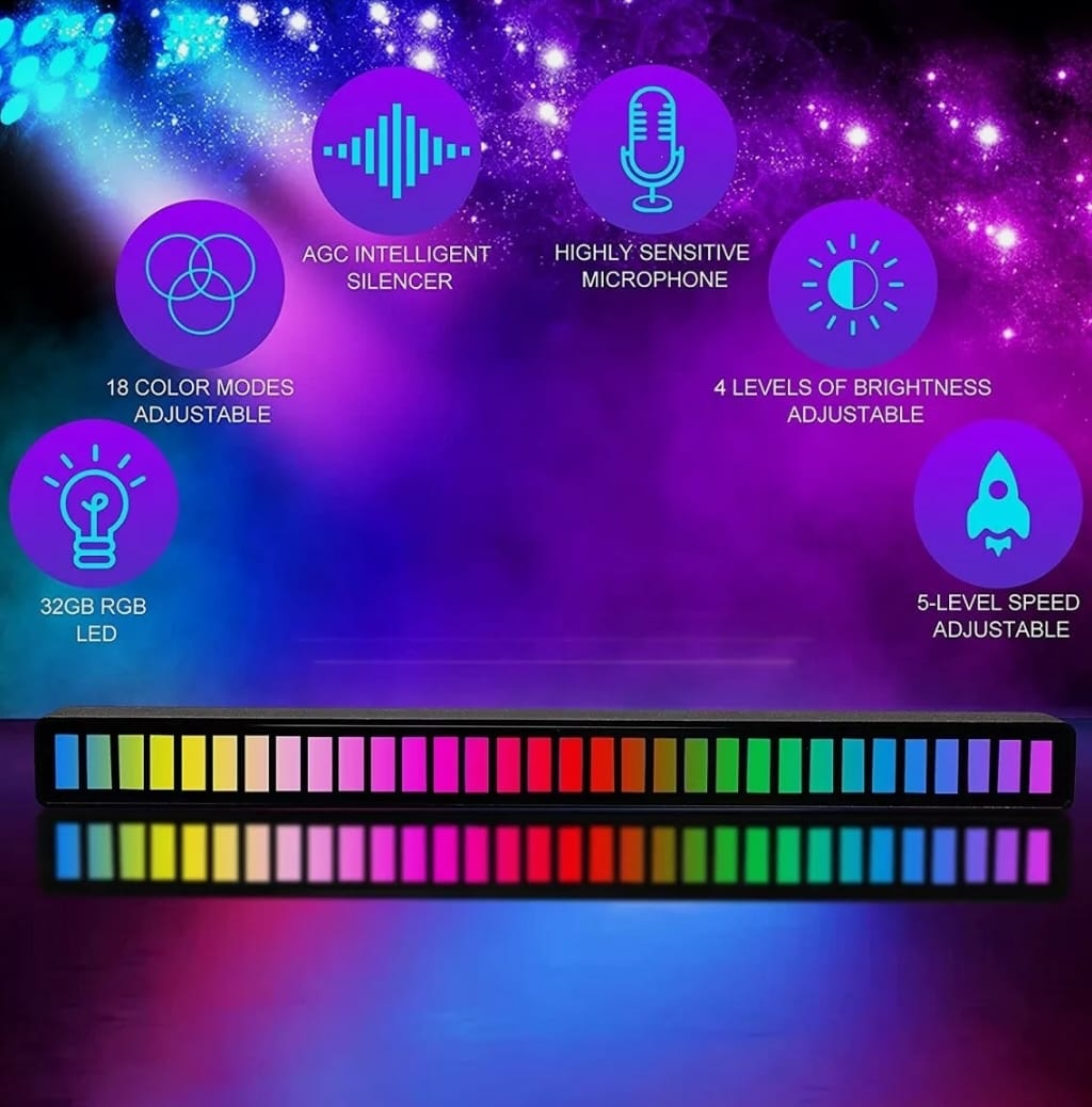 פס תאורת לד 2 יחידות Dragon Sound Reactive Music Light Bar