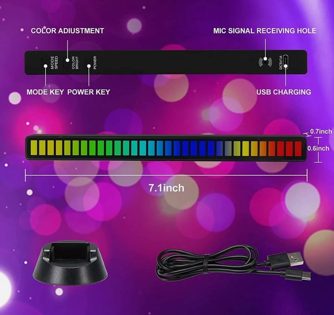 פס תאורת לד 2 יחידות Dragon Sound Reactive Music Light Bar