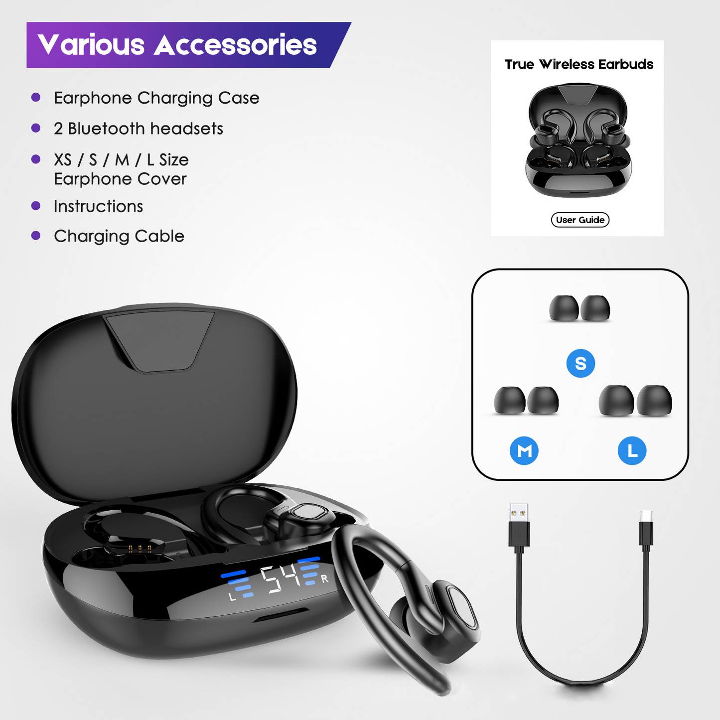 LED Display TWS Sport Bluetooth V5.0 Headset For Iphone. Huawei