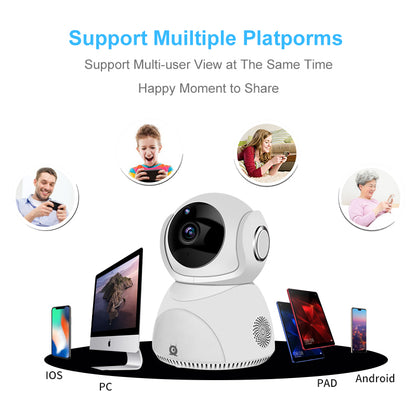מצלמת אבטחה HD 1080P אלחוטית 360° פנורמית ממונעת (PTZ) עם חיבור WiFi