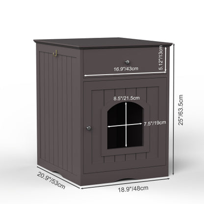 Wooden Pet House Cat Litter Box Enclosure with Drawer